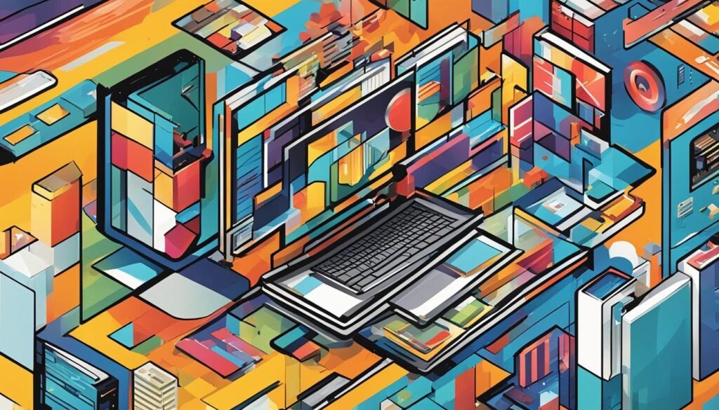 Maximise Local SEO via Google My Business 3 SEO A vibrant illustration of a laptop in a bustling city, capturing the success stories of businesses utilizing local SEO.