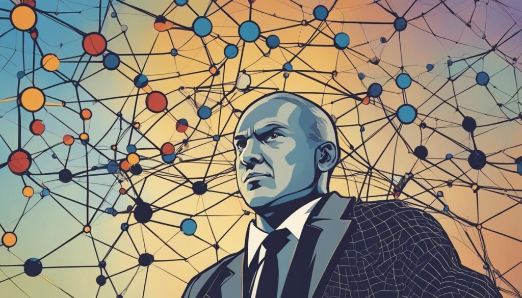 Top Resources to Learn Local SEO in South Africa 3 SEO An illustration of a man standing amidst a network of dots, demonstrating the top tools for local SEO.