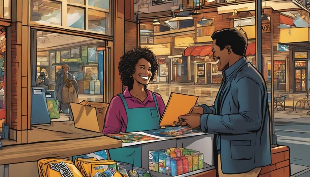 Local Business Success: Tips & Best Practices 2 SEO An illustration showcasing best practices for local businesses at a grocery store.