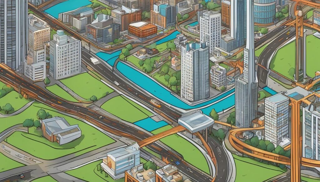 Local SEO Timelines: How Long Does It Take? 3 SEO An illustration of a city with roads and bridges.