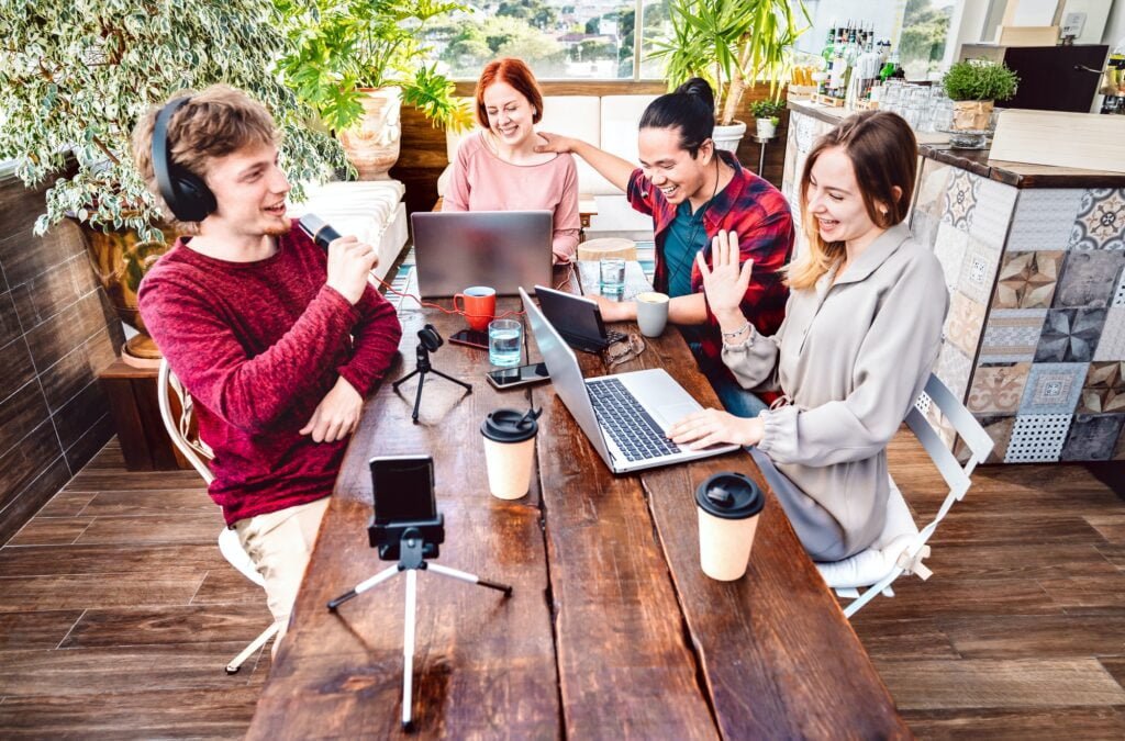 How to Market SEO Services: Effective Strategies for Digital Success 3 Happy friends sharing content on streaming networks with smart phone cam