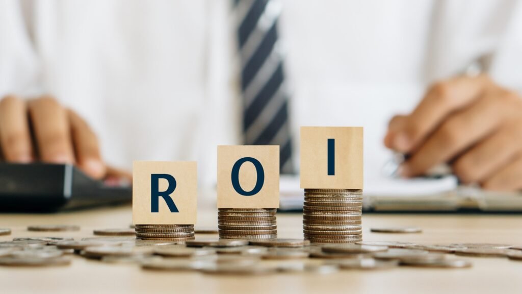 SEO Company: Are Their Services Worth the Investment? 3 ROI,Return On Investment concept.wooden block on stack coin with home model background.Financial.